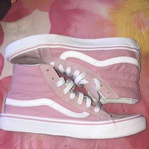 Pink sude SK8-HI Slim Vans. Like New!!!